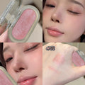 Pearlescent Peach Eye Shadow Highlighter Waterproof Easy-To-Apply Shimmer Mashed Potato Blush Brightening Makeup With Puff Qme 01