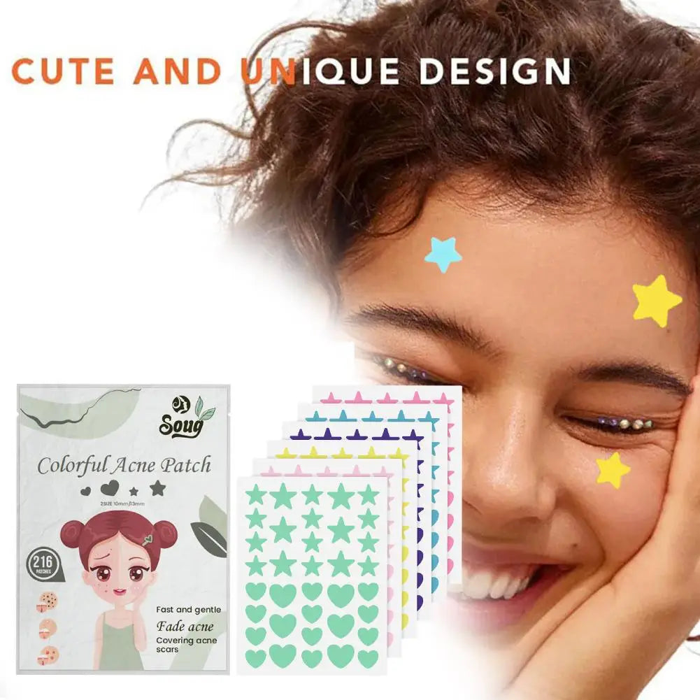 216PCS Pimple Patch Acne Colorful Invisible Acne Removal Skin Care Stickers Concealer Face Spot Beauty Makeup Tools Qme