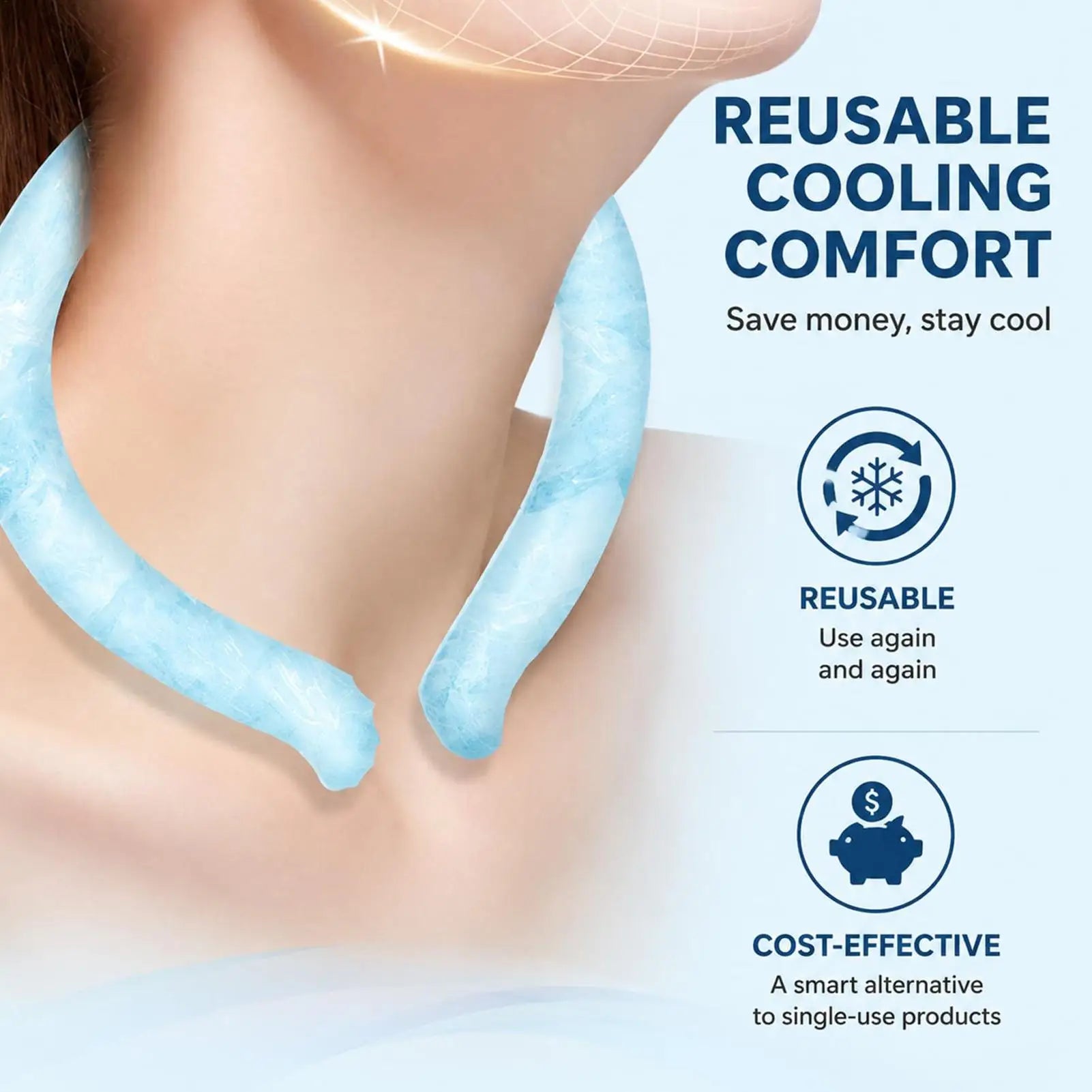 Wearable Neck Cooler - Reusable Cooling Tube for Summer Freeze Activated Neck Sleeve Hot Weather Relief for Outdoor Work/Travel Qme