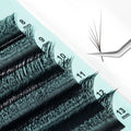 NATUHANA Fox 4D W Shape Eyelashes Extensions Matte Black Natural Qme 5DW C 0.07mm|MIX8-13mm