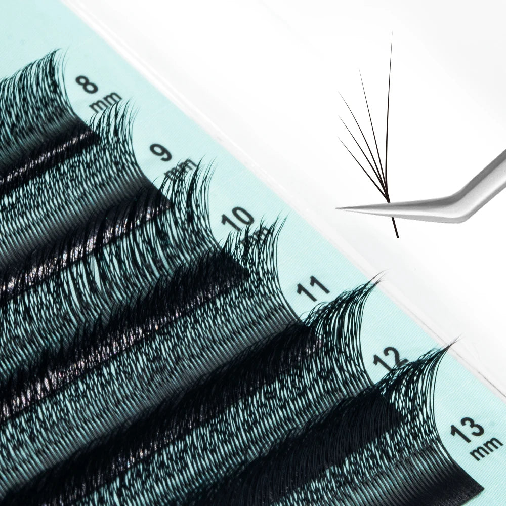 NATUHANA Fox 4D W Shape Eyelashes Extensions Matte Black Natural Qme 5DW C 0.07mm|MIX8-13mm