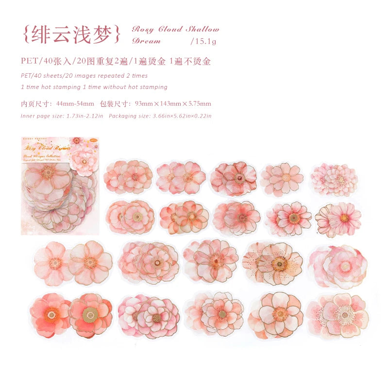 20/40 Pcs Kawaii Creative flower plant Sticker Pack hand tent DIY Stick Labels Scrapbooking Stickers Junk Journal Supplies Qme H4
