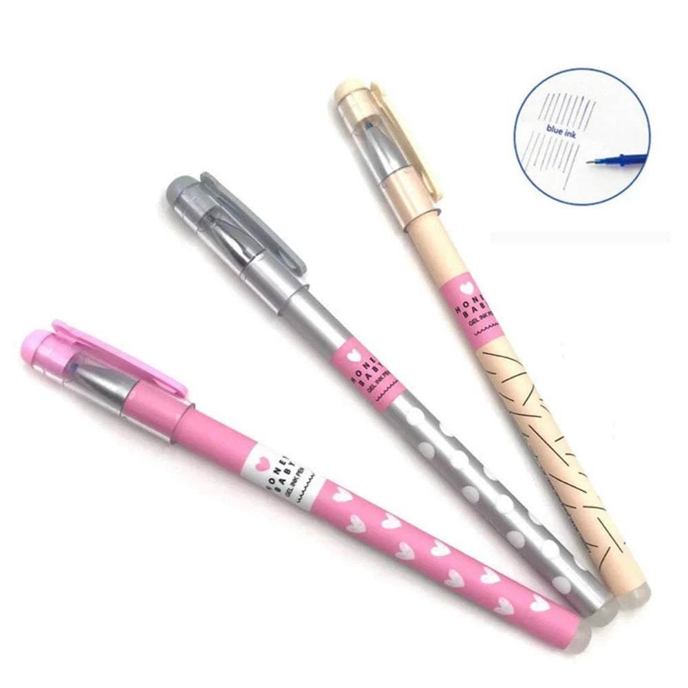 12/24Pcs Blue Erasable Gel Pens, Medium Tip 0.38mm, Smooth Writing, Suitable for Office and Everyday Use Stationery Qme