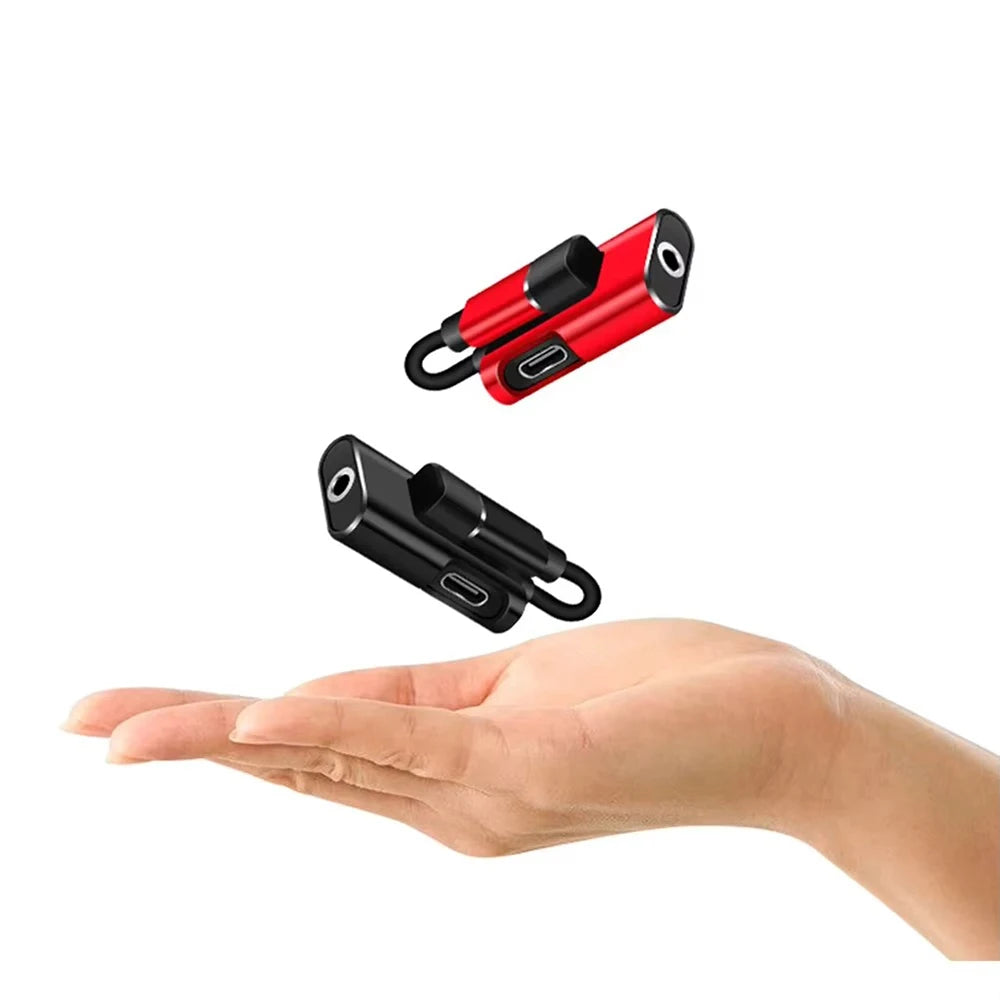 2 In 1 Dualport Dispense Type C To 3.5mm Jack Adapter Type C Audio Splitter Headphone Cable Earphone Adapter Charger Accessories Qme