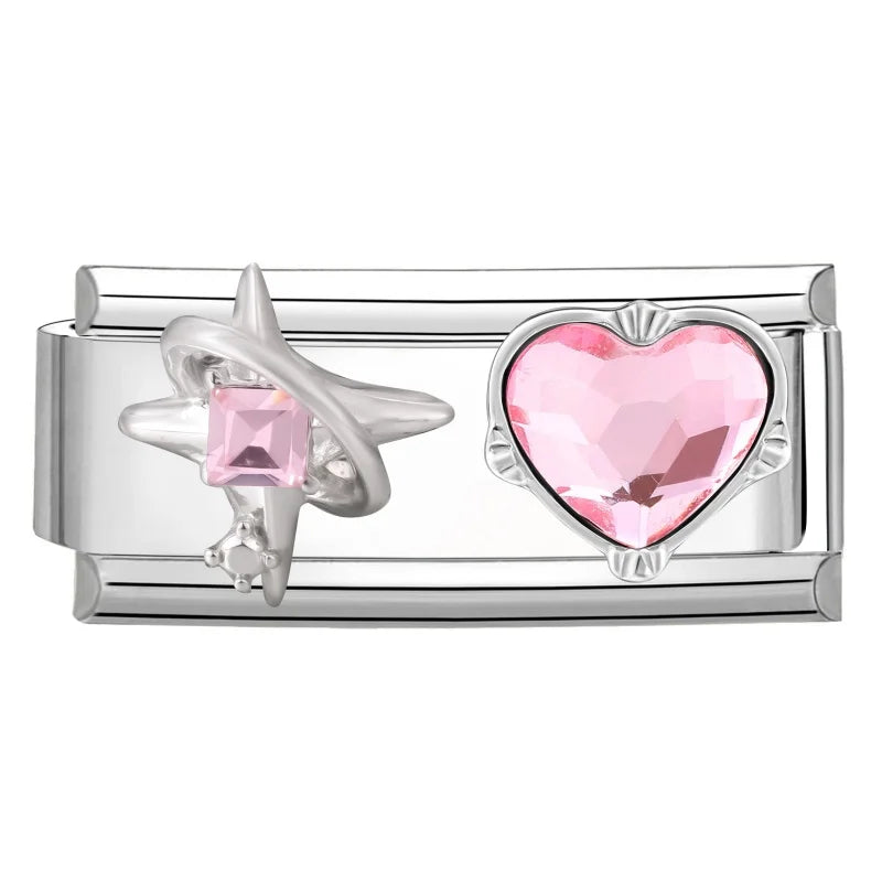 Wholesale Colored Gemstone Bowknot Water Drop Heart Italian Charm
