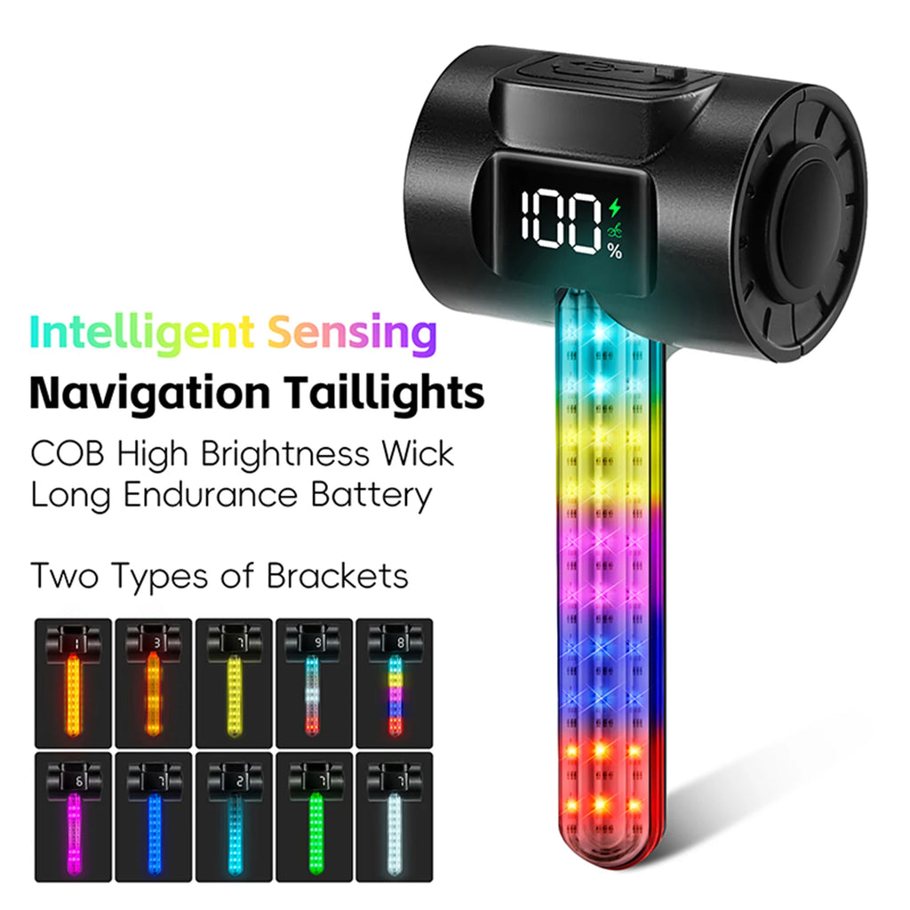 Intelligent Sensing Navigation Bike Tail Light for Night Riding with Long Endurance Battery and Dual Mounting Brackets Qme