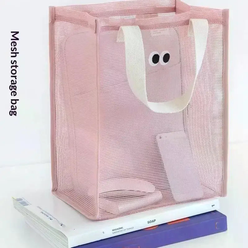 Reusable Mesh Fabric Summer Eye Printing Dacron Casual Handbag Shopping Shoulder Bag Qme