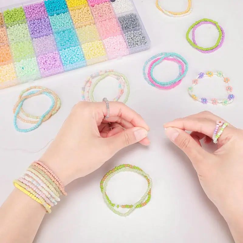3mm Macaroon Color Series Glass Seed Beads Kit With Metal Jewelry Accessories for Jewelry Bracelet Necklace Making DIY 8500PCS Qme
