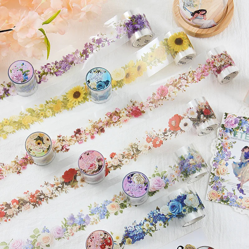 50mm*2m Lace Flower Landscaping Material Decor PET Tape roll Creative Journal Collage Scrapbooking Stationery School Supplies Qme