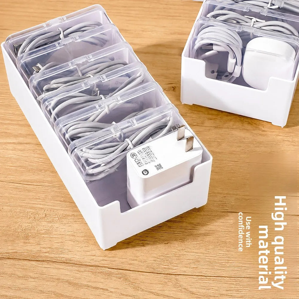 Plastic Cable Organizer Box 1/3Pcs Multi-use Home Office Holder for Straps Mobile Devices and Small Sundry Items Qme