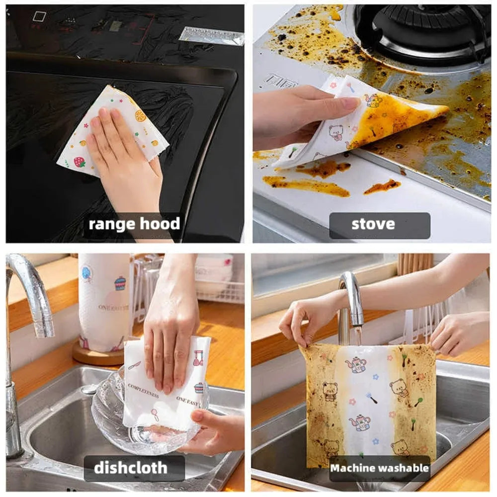 Kitchen Disposable Rags Thickened Wet and Dry Use Reusable Non-Woven Cleaning Cloths Washing Towel Home and Kitchen Products Qme