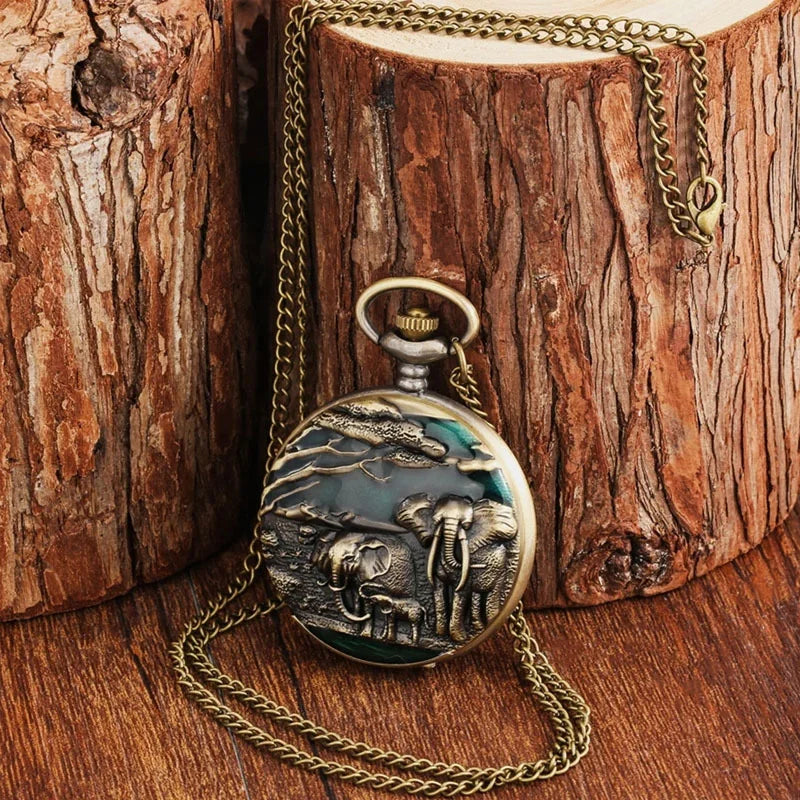 Bronze colored pocket watch animal series blind box Qme