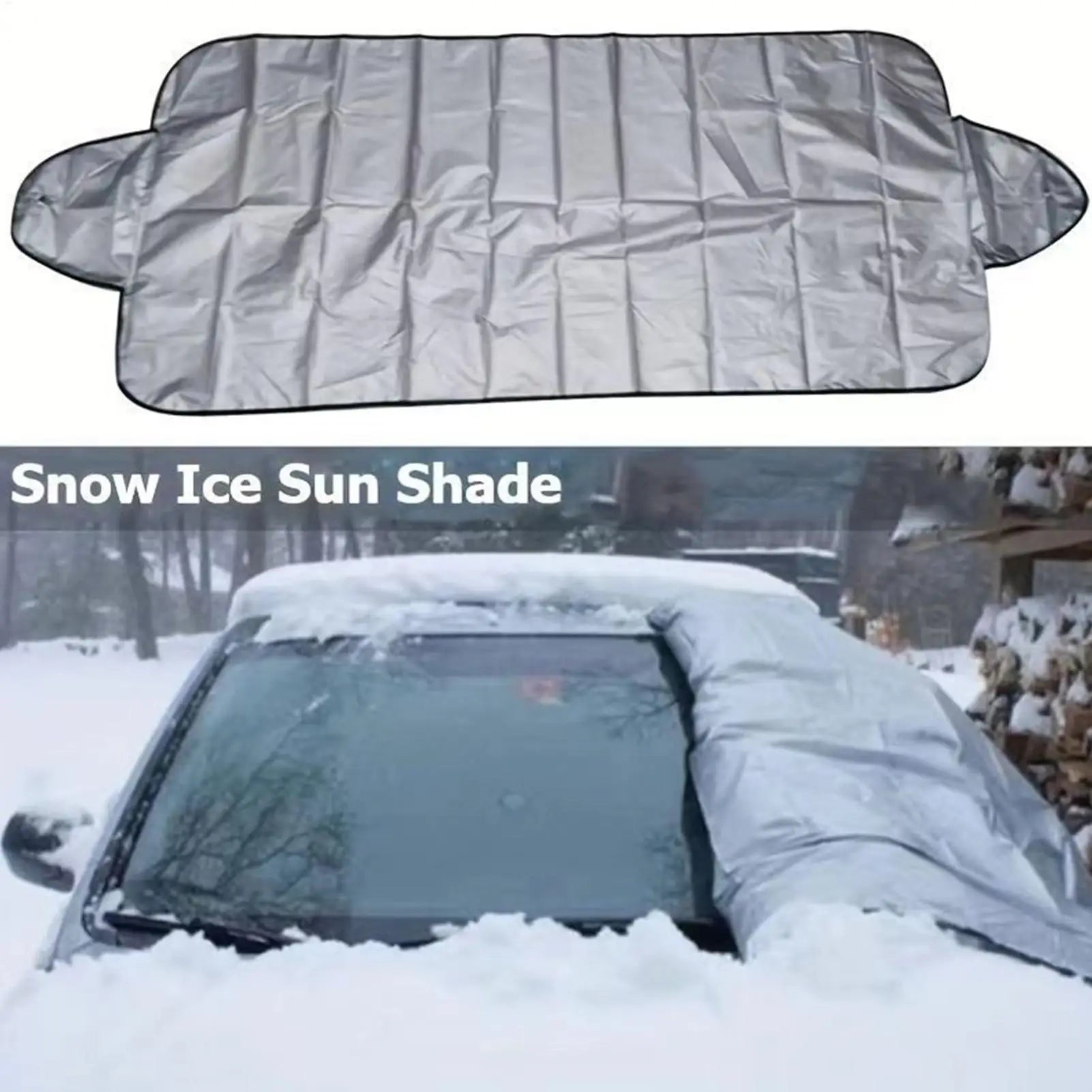 Windshield Snow Cover Folding Freeze Window Protector 59.06x27.56x0.39 inches Car Snow Cover for Daily Commuting Winter Qme