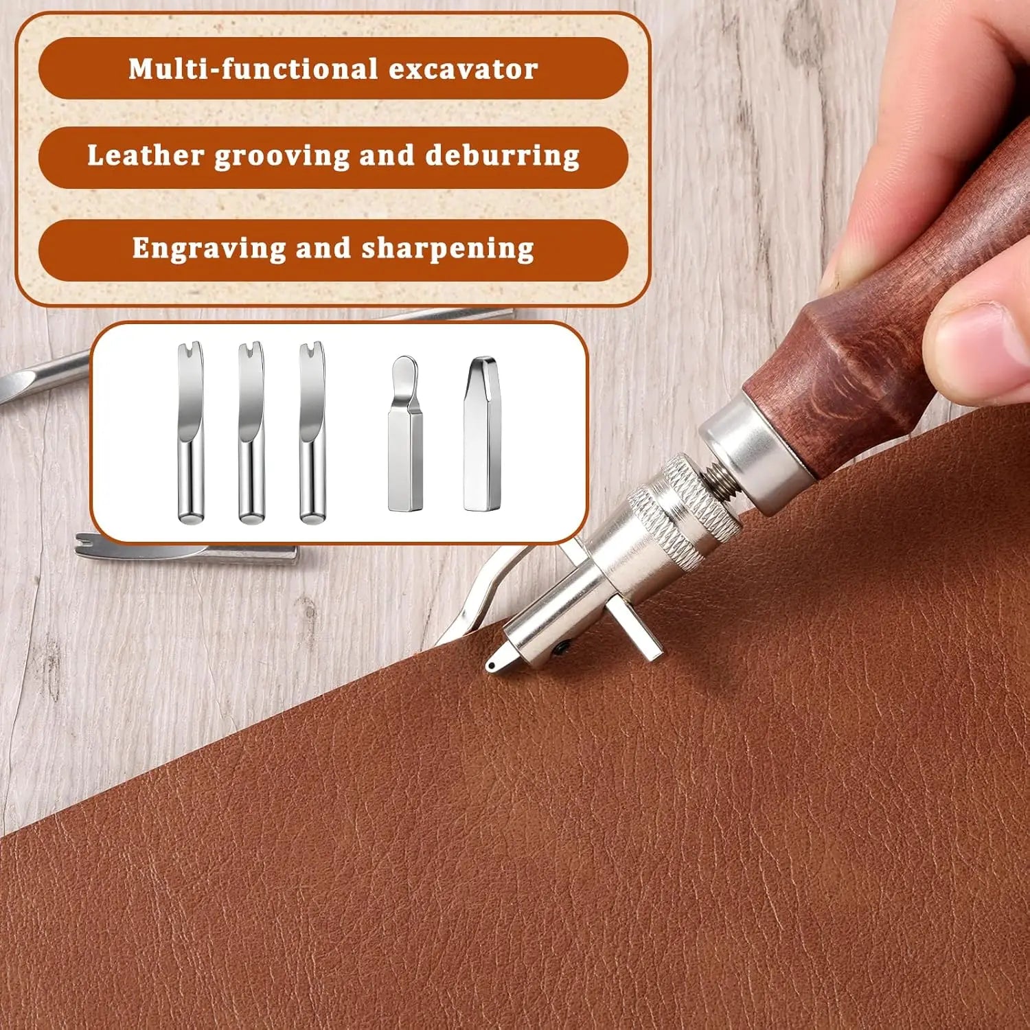7 In 1 Leather GrooverTool,Pro Adjustable Stitching Working Tools Creasing Edge Beveler Leather Carving Cutting Tool Kit For DIY Qme