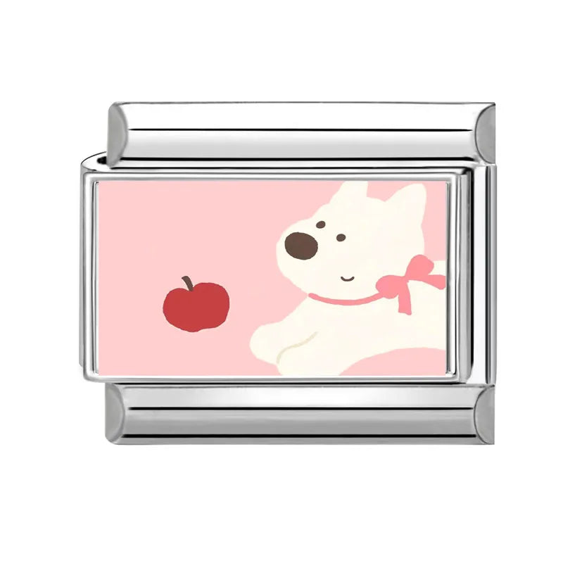 Design Cute Cartoon Animal Pet Series Cat Dog Rabbit Italian Link fit 9mm Stainless Steel Bracelet Making Gift DIY Charm Jewelry Qme Style 20