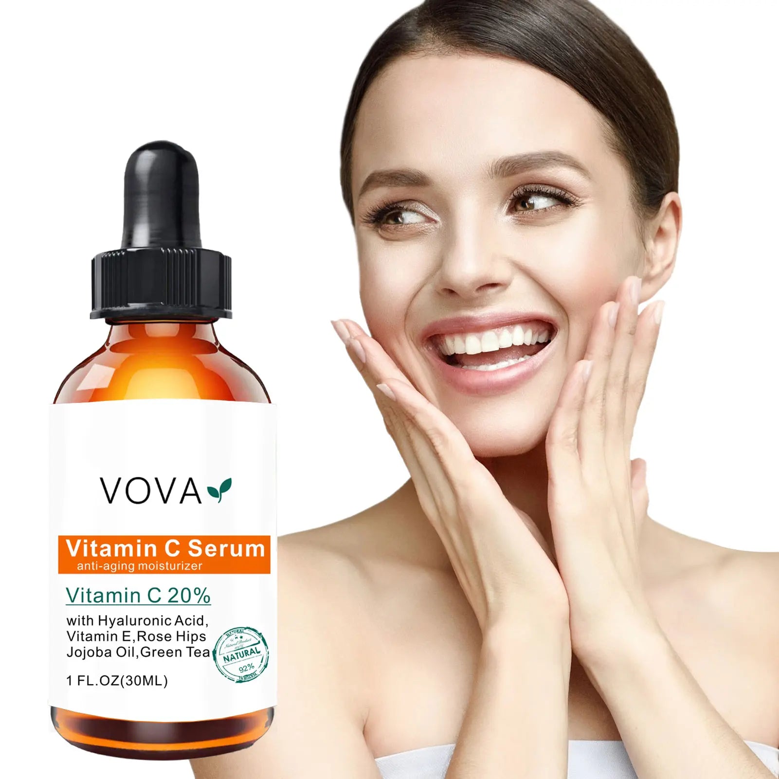 20% Vitamin C Liquid Serum Anti-aging Whitening VC Hyaluronic Acid Face Serum Brighting Moisturising Fade Fine Lines Skin Care Qme