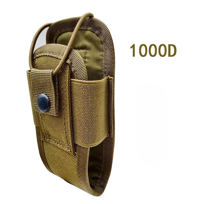 Portable Radio Walkie Talkie Holster, 1000D Tactical Molle Waist Bag Holder Pocket, Carry Bag for Hunting Camping Qme 1000D Khaki