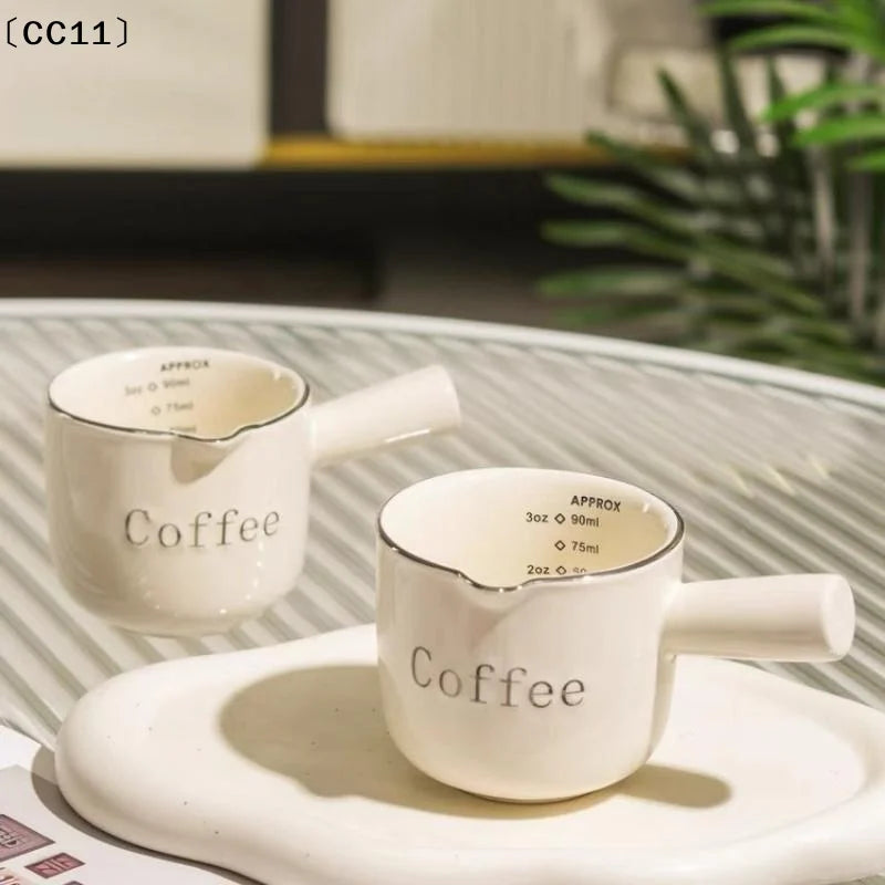 Ceramic Espresso Coffee Measuring Cup Scale Extraction Milk Pitcher Qme