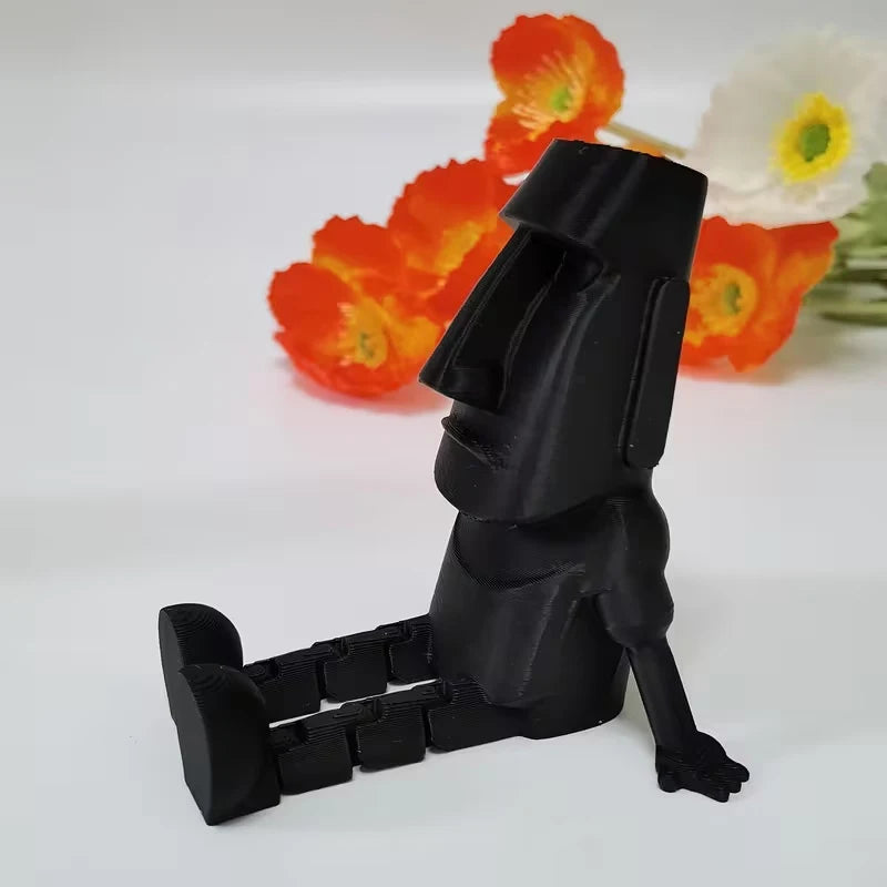 Island Moai Ornament Movable Joints Collectible Figurine Home Desk Qme