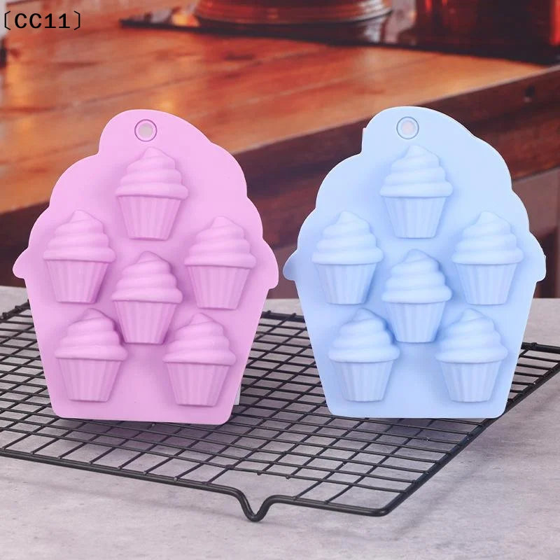 6 Cavity Food Grade Silicone Cupcake Molds Non Stick Surface Home Qme