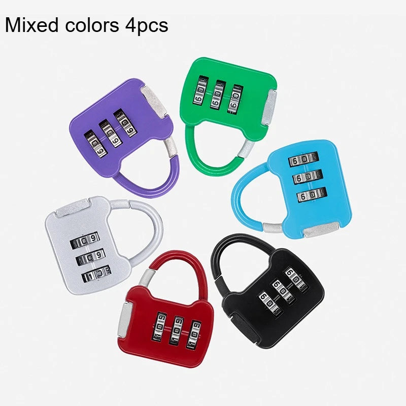 4pcs Color Mini Password Lock Padlock Trolley Case Student Dormitory Cabinet Backpack Zipper Lock 4Pcs Qme Mixed colors 4pcs