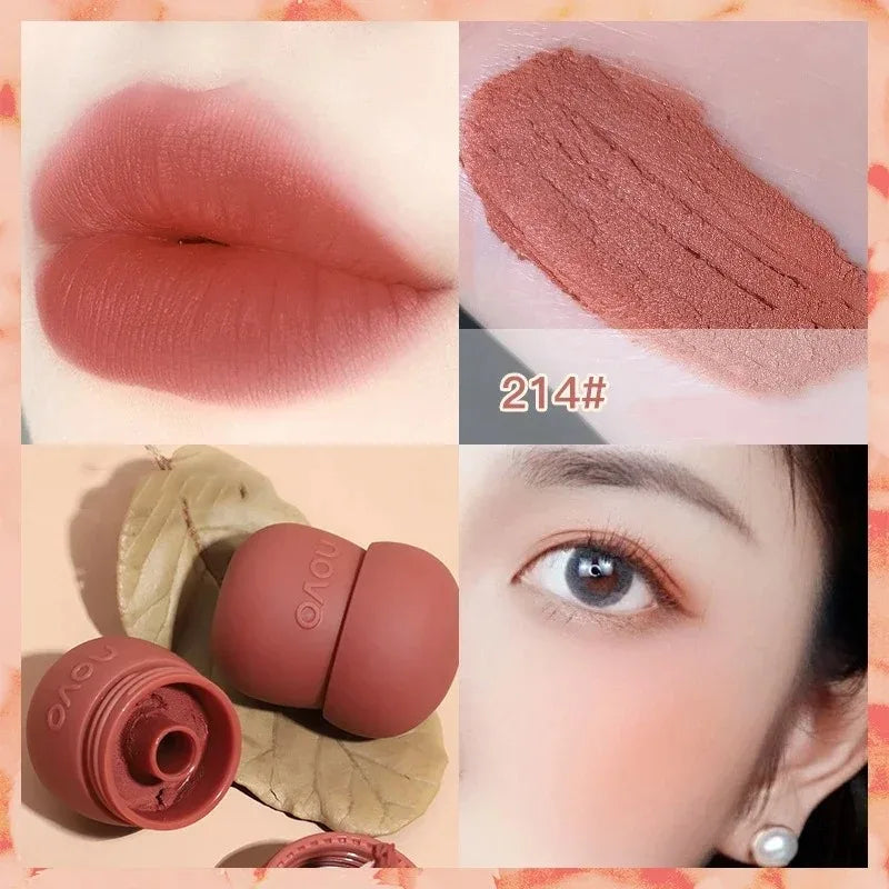 Matte Lipstick Berry Wine Soft Velvet Lip Mud Korean Makeup Solid Lip Gloss Non Stick Cup Lasting Moisturizing Light Lip Tint Qme style3-214