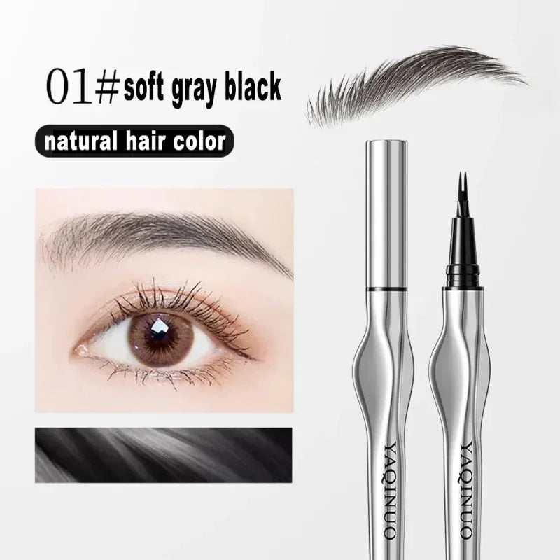 2Points Eyebrow Pencil Long Lasting Easy To Grip Eyebrow Tattoo Waterproof Thin Liquid Lying Silkworm Brow Pen Korean Makeup Qme 01 Gray Black