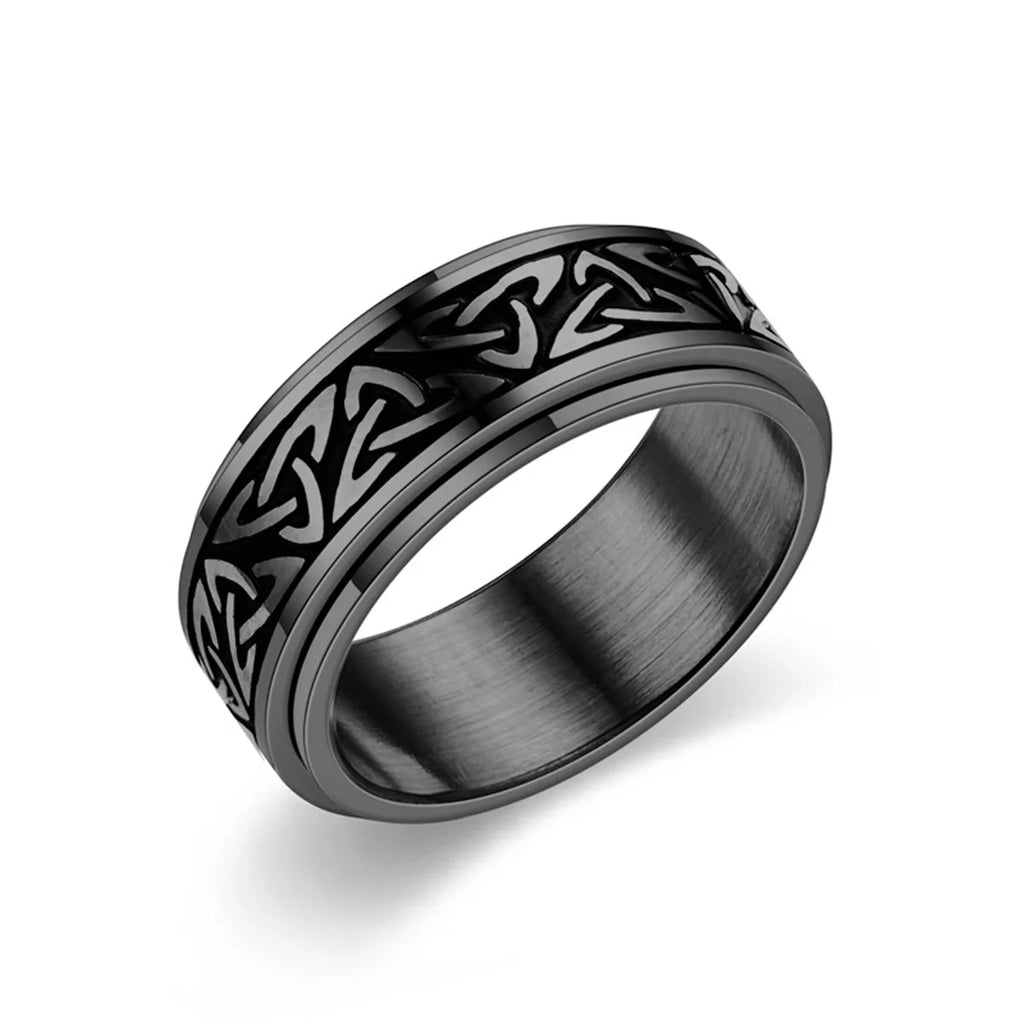 Anti Stress Knuckle Ring Man Stainless Steel Viking Characters Enamel Spinning Rotating Anxiety Control Ring Bague Homme Rings Qme