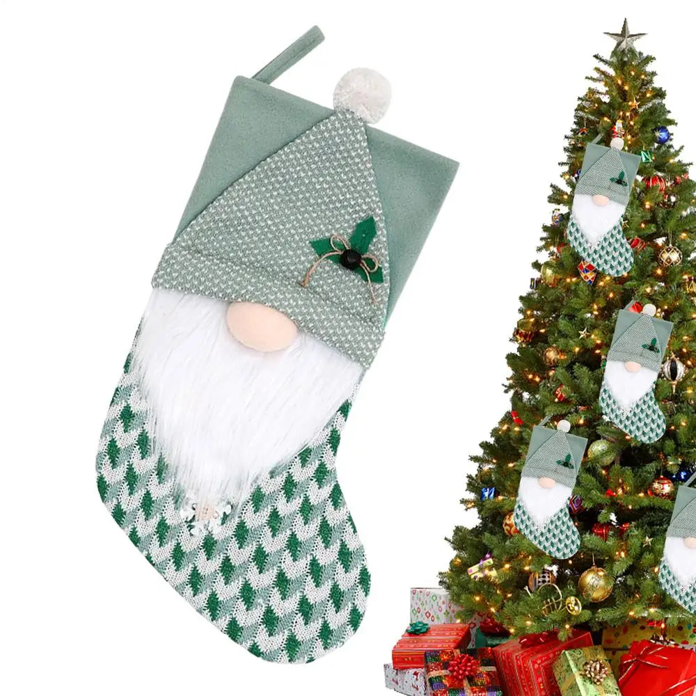 Large Christmas Stockings Hangable Green Decoration Fireplace Party Qme 01 China Mainland 26.5x46cm
