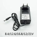 ESCAM Adapter DC 8.4V 12.6V 2A 16.8V 2A 21V 1A Power Supply Charger EU Plug 5.5mm * 2.5mm(2.1mm) 100-240V Battery Qme 12.6V 2A