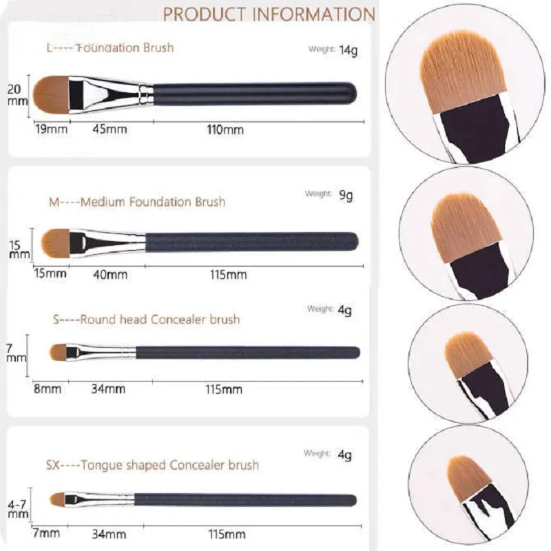 4 Types Sizes Upgraded Ultra-thin Foundation Concealer Makeup Brush Qme