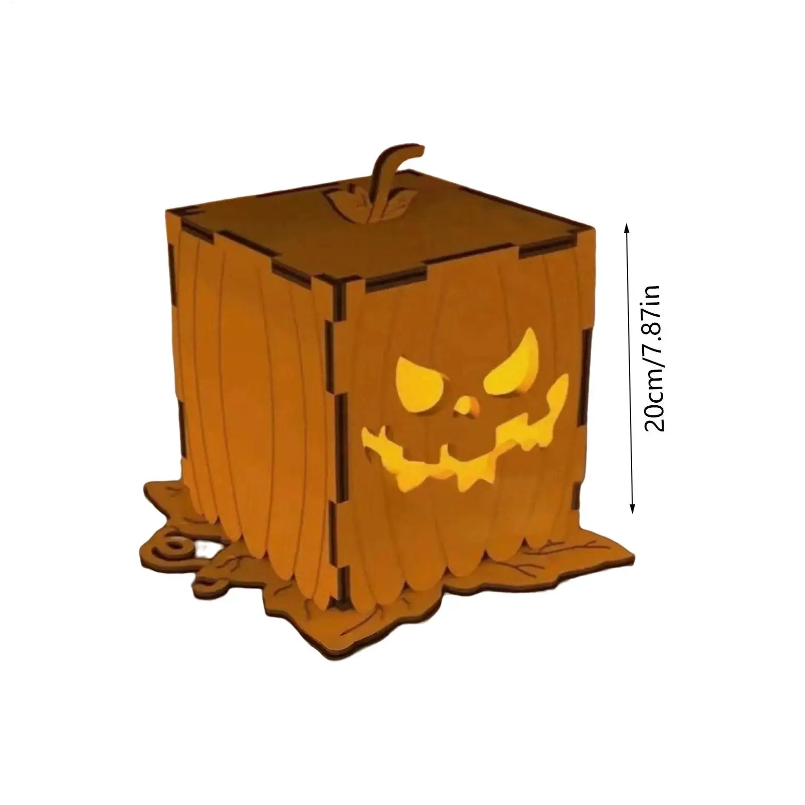 Halloween Pumpkin Light Festival Atmosphere Lamp Ornament Wooden Halloween Pumpkin Light Decoration for Porch Bedroom Garden Qme