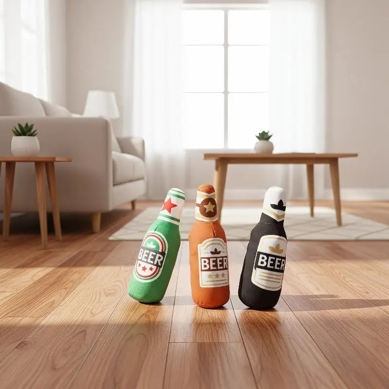Chewable Interactive Sound Toys Realistic Beer Bottle Shaped Squeaky Qme