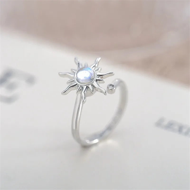 Anxiety Rings for Women Y2k Jewelry Rings Sun Flower Charm Daisy Bead Anti Stress Fidget Spinner Rings Teens 2025 Aesthetic Qme