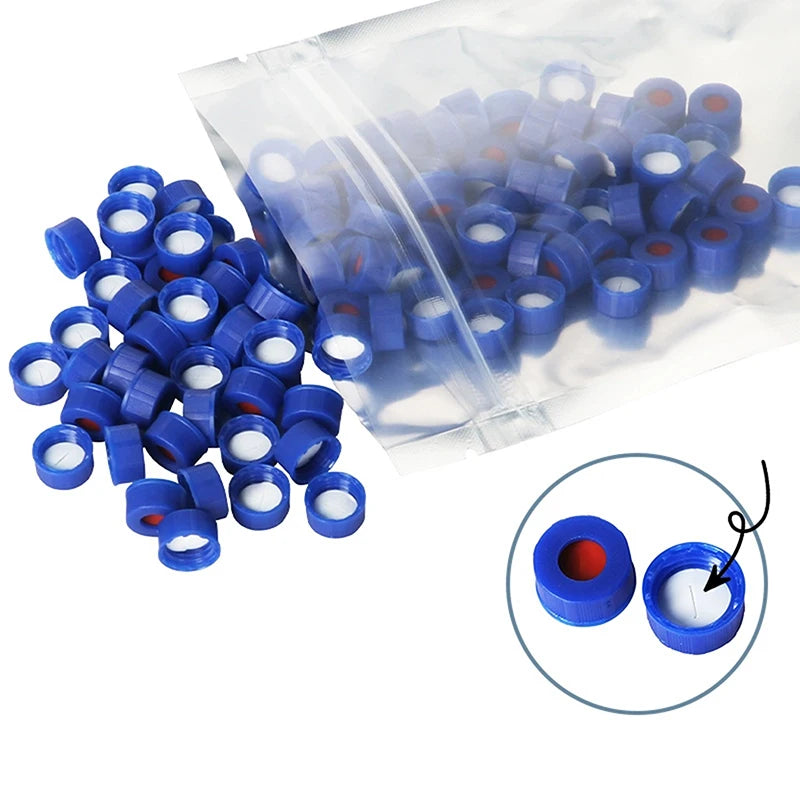 Blue Open-topped Polypropylene Cap Plastic Septa 9 Mm For Chromatography Vial 2 Ml Replacement Qme Pre cut cover