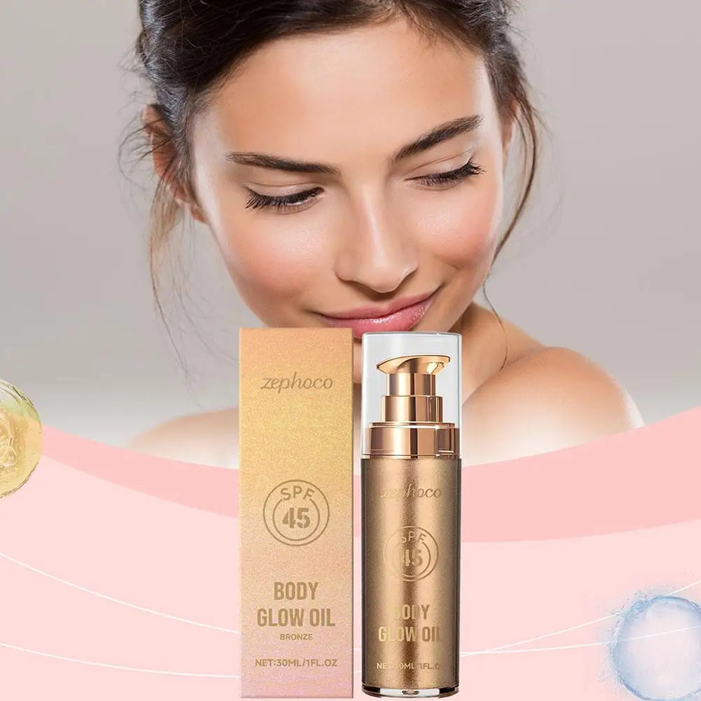 30ML Multi Color Body Shimmer Oil Coconut Fragrance Deep Moisturizing Enhance Smoothness UV Protection Refreshing Body Oil Qme
