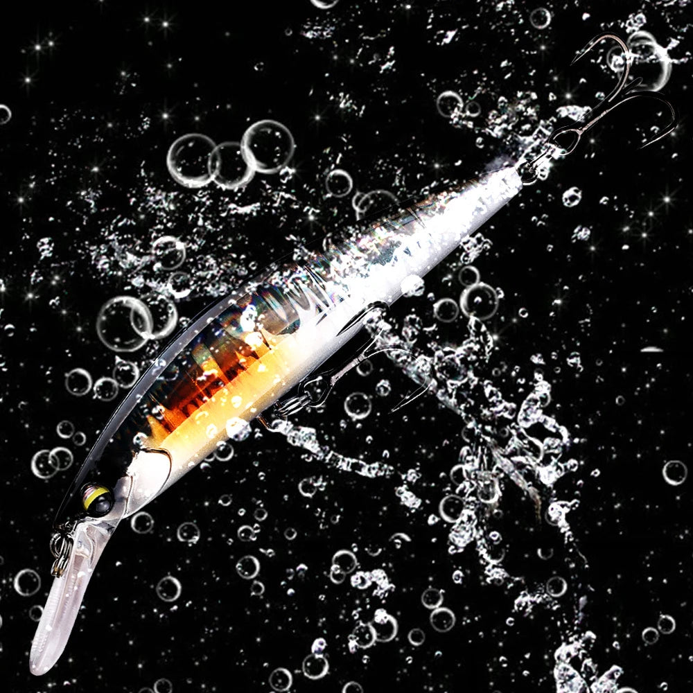 11cm Fishing Lures 29g Long Cast Minnow Hard Bait Double Hook Lifelike 3D Fishing Eyes Swimbait for Saltwater Freshwater Fishing Qme
