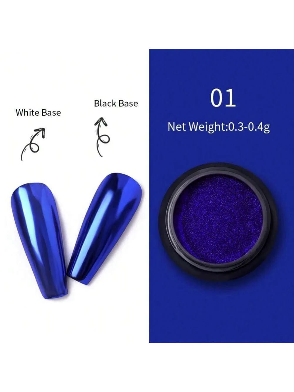 1 Box Nail Powder Chameleon Mirror Chrome Pigment Glitter UV Gel Dust Qme blue