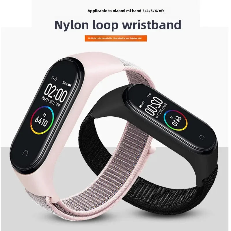 A Durable Nylon Loop Watch Strap with Freely Adjustable Velcro for Xiaomi Mi Band Fashionable Replacement Wrist Band Accessory Qme