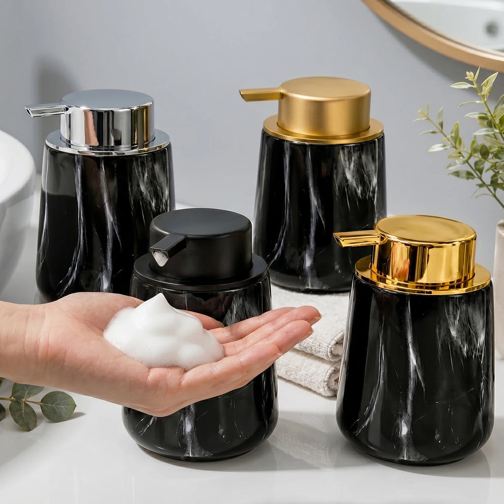 Luxury Marble Pattern Foaming Soap Dispenser Refillable Hand Soap Pump Bottle for Bathroom Kitchen Hand Washer Container Home Qme