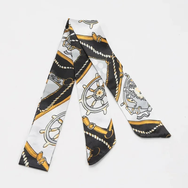 Skinny Scarf Hair Small Women Simple Handle Ribbon Fashion Printing