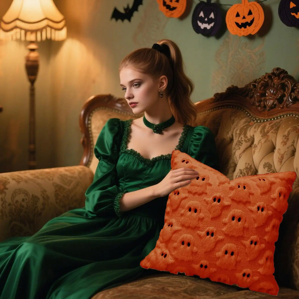 Couch Pillow Covers 18 X 18 Halloween Ghost Pillow Case Decorative Pillowcase Soft for Bedroom Apartment Dorm Room Couch Sofa Qme