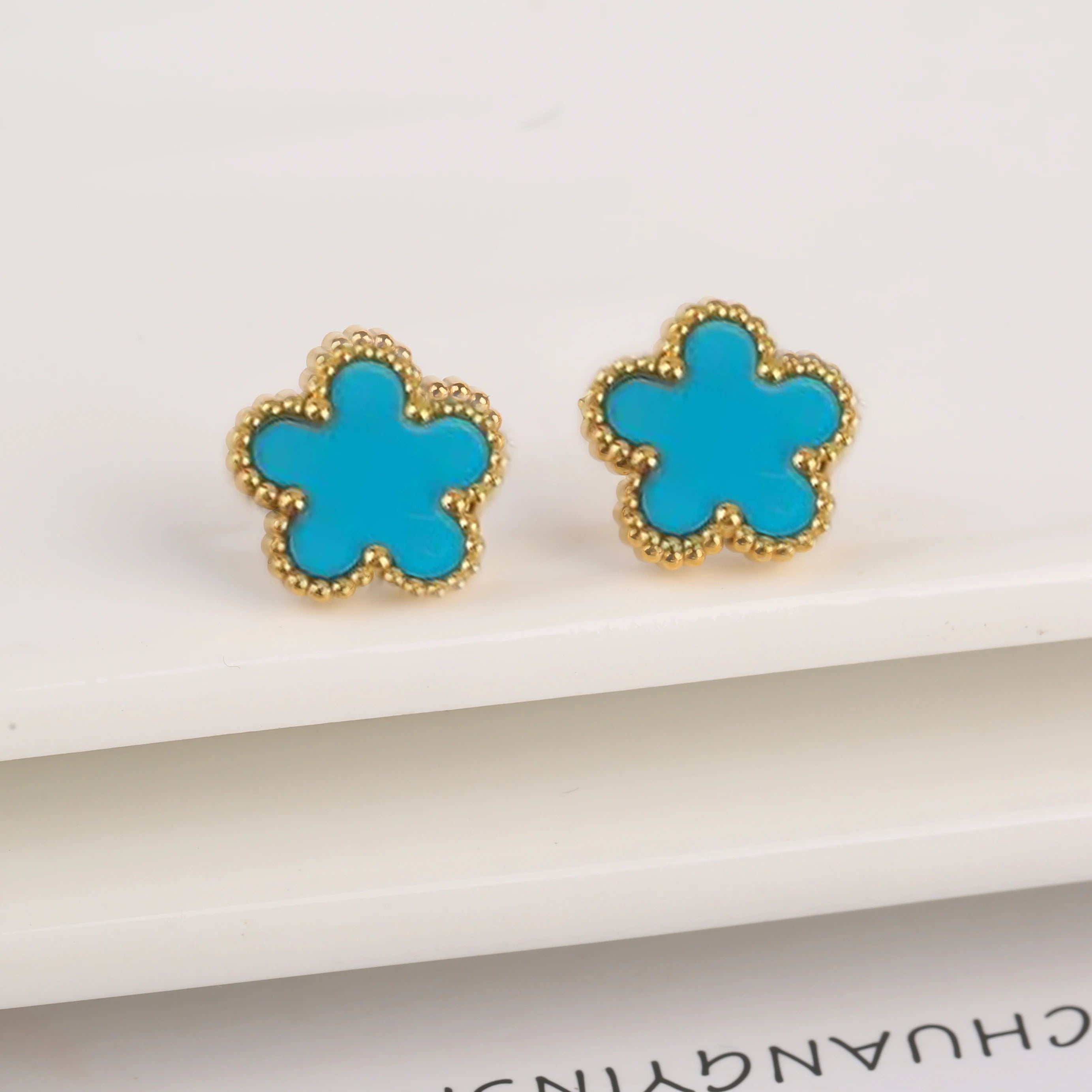 High Quality Stainless Steel Five-Leaf Flower Plant Earrings Classic Luxury For Woman Party Wedding Jewelry Hot Sale Clover Qme Earrings 7