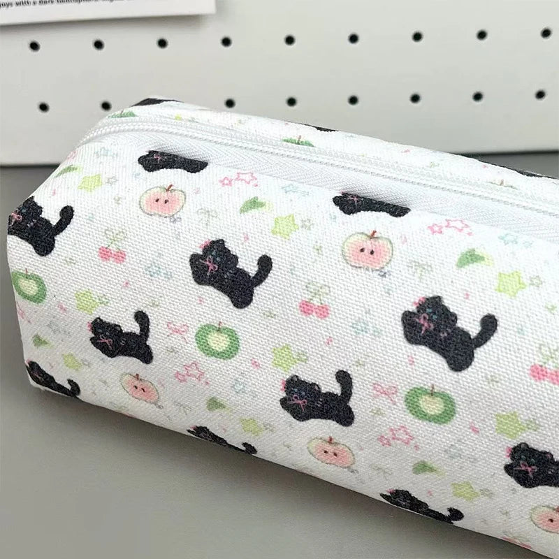 Cute Cat Print Pencil Case Bag Pouch Teach Gadget Storage Makeup Qme