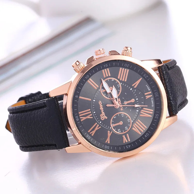 Womens Watches Brand Sport Style Fashion Ladies Watch Leather Watch Women Girls Female Quartz Wristwatches Montre Femme Qme Black