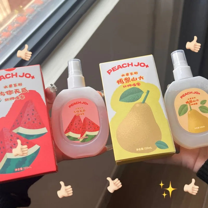 Fruit Pear Peach Grape Fragrance Clothing Deodorizer Spray Lasting Light Fragrance Deodorants Perfume Air Freshener Liquid 120ml Qme