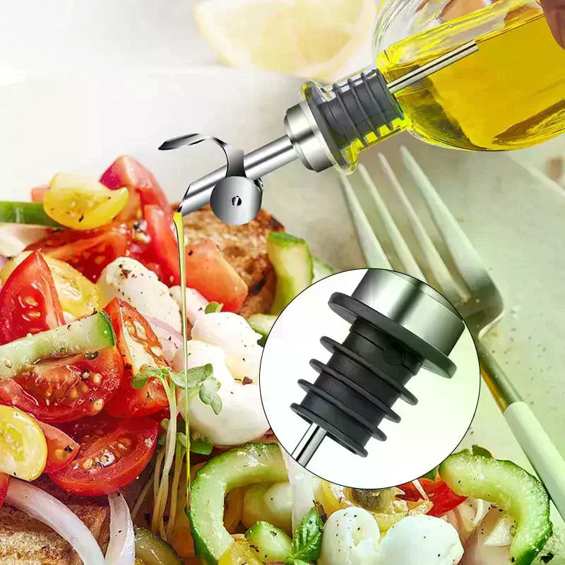 Stainless Steel Bottle Stopper Pourer With Funnel Stainless Steel Oil Bottle Stopper Leakproof Olive Oil Dispenser Cooking Tools Qme