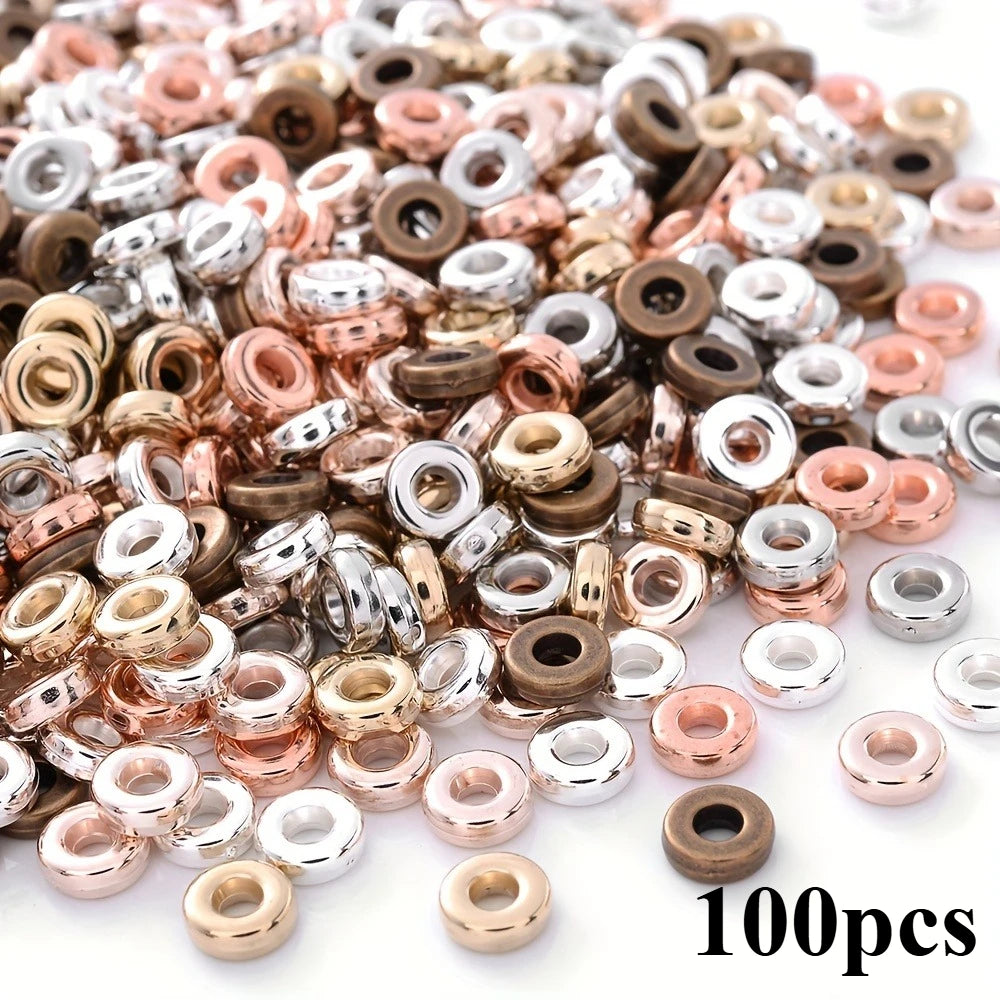Flat round beads, loosely spaced beads, suitable for DIY bracelets, necklaces, earrings, and jewelry imitation products. Qme Mixed