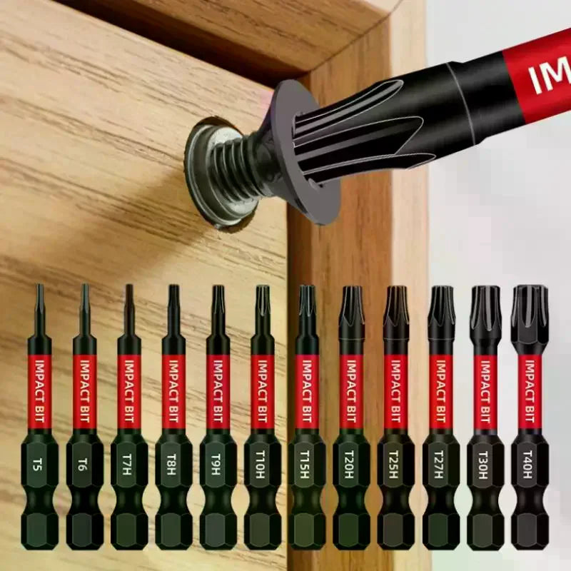 10-Piece Impact S2 Steel Star-shaped Drill Bit Strong Magnetic Qme