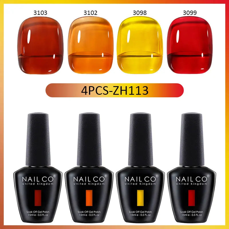 NAILCO Jelly Glass Gel Nail Polish 4Colors Series Translucent Candy Qme 4H-ZH113